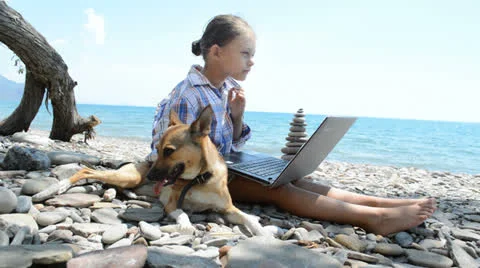 Child typing on a laptop Stock Footage 25513745