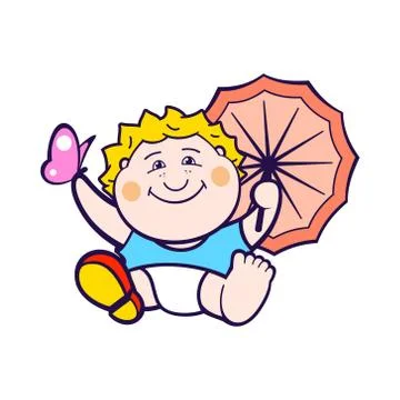 Child with umbrella Stock Illustration