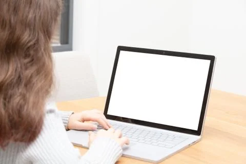 Child Uses a Computer for School Work 스톡 사진