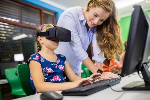 Child using 3D glasses Stock Photos