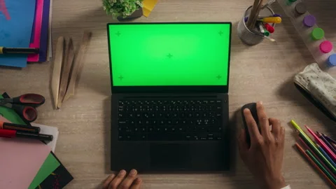 Child Using Green Screen Laptop Computer Stock Footage 251727750