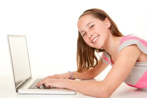 Child using laptop computer Stock Photos