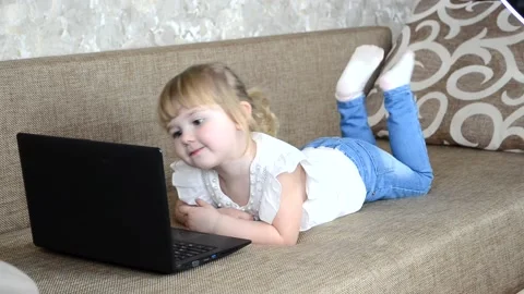 Child using laptop Stock Footage 152287078