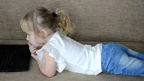 Child using laptop Stock Footage 152287110
