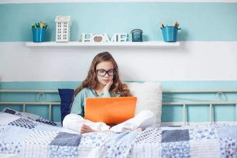 Child using laptop Stock Photos
