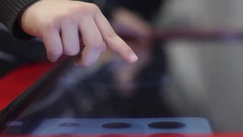 Child is using sensory gaming table Stock Footage 81787002