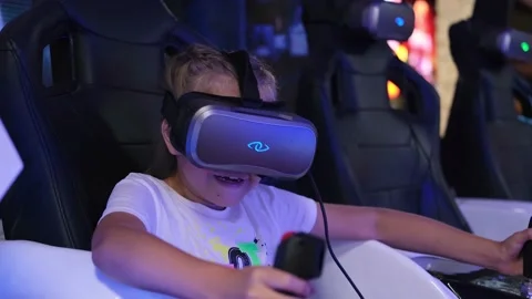 Child using virtual reality headset. Stock Footage 227943954