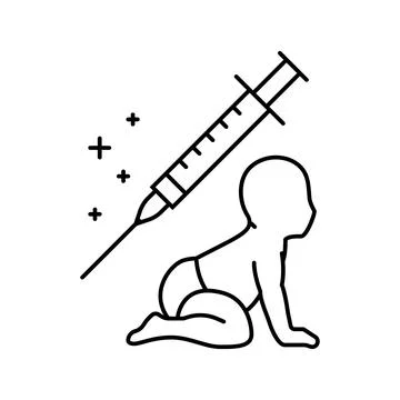 Child vaccination immunization line icon vector illustration Stock Illustration