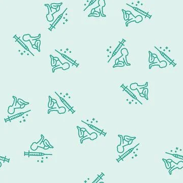 Child vaccination immunization line seamless pattern Stock Illustration