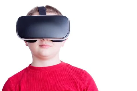 Child with virtual reality headset looking ahead Stock Photos
