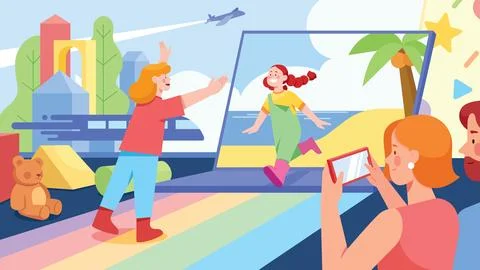 Child Vlogger Flat Design Stockillustratie