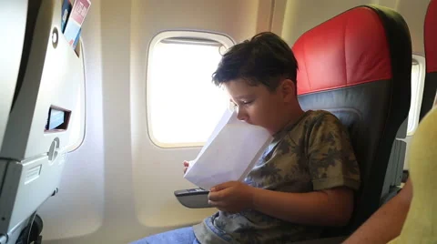 Child is vomiting in airplane 스톡 동영상 53128335