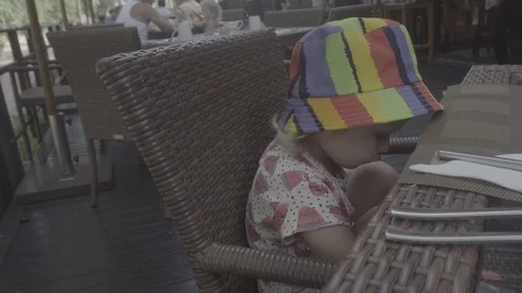 A child is waiting for breakfast Stock Footage 92104376