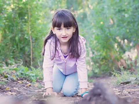 Child walking at the forrest Stock Photos