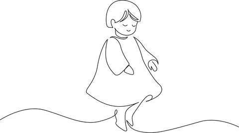 Child walking on grass Vector Illustrazione stock