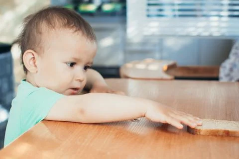 The child wants bread Stock Photos