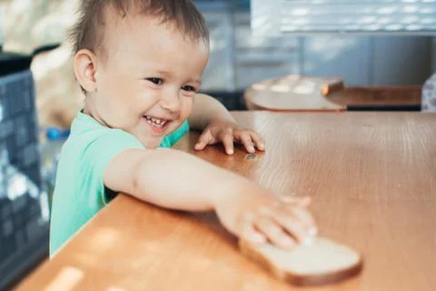 The child wants bread Stock Photos