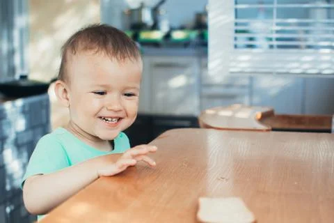 The child wants bread Stock Photos