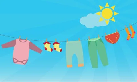 Child washed clothes Stock Illustration