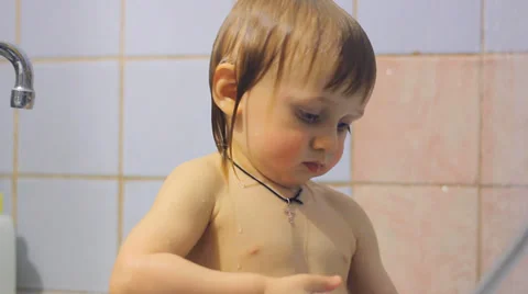 Child washes Stock Footage 33009468