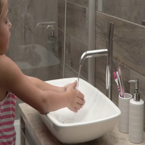 Child washing hands Stock Footage 69389177