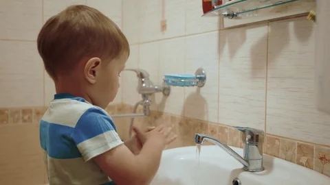 Child is washing hands. Stock Footage 76607253