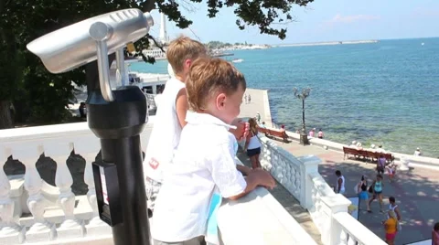 Child watch at sea Stock Footage 8533635