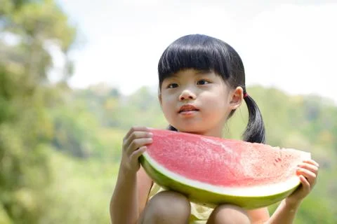 Child with watermelon Stock Photos