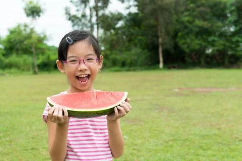 Child with watermelon Stock Photos