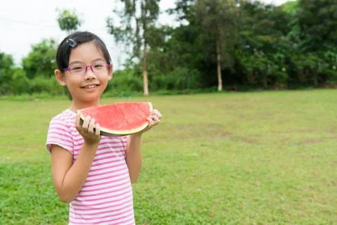 Child with watermelon Stock Photos