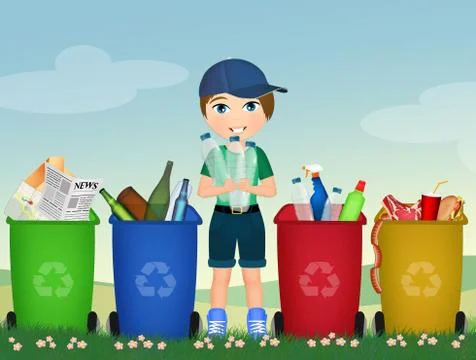 Child who recycles Stock Illustration