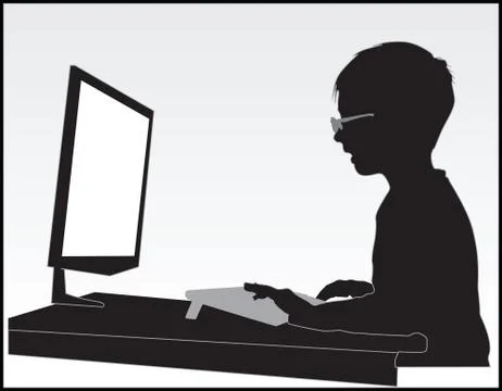 Child working on PC Stock Illustration