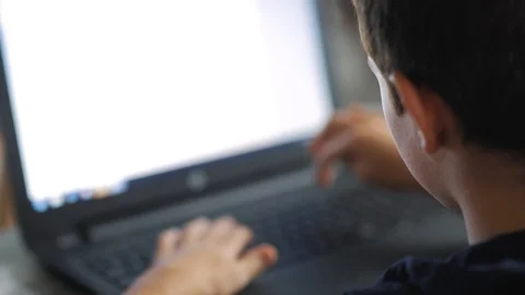 Child works on the keyboard Stock Footage 112331242