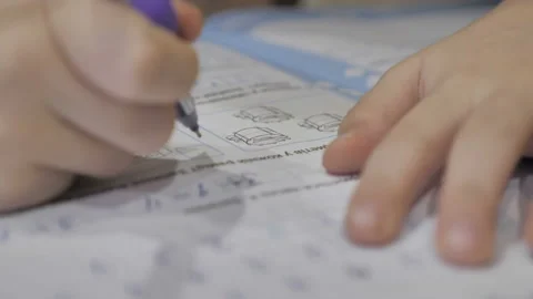 Child Writes Homework. Stock Footage 122745639