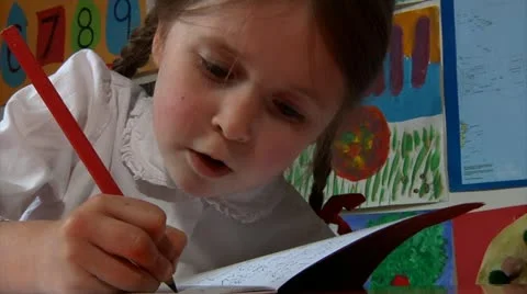 Child writing Stock Footage 22667600