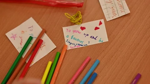 Child writing a note Stock Footage 241568588