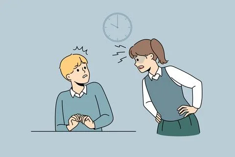 Child yelling at classmate Illustrazione stock