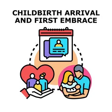 Childbirth arrival and first embrace concept Stock Illustration