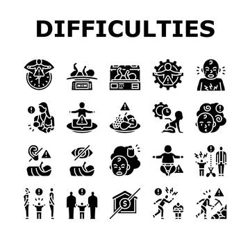 Childbirth difficulties icons set vector Stock Illustration