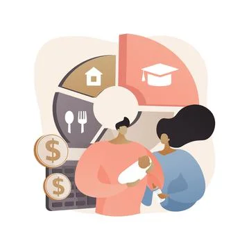 Childcare expenses abstract concept vector illustration. Stock Illustration