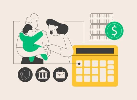 Childcare expenses abstract concept vector illustration. Illustrazione stock