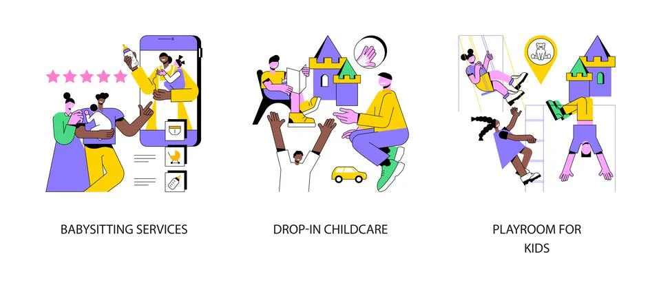 Childcare services abstract concept vector illustrations. イラスト素材