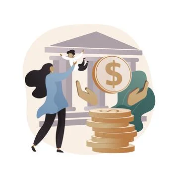 Childcare subsidy abstract concept vector illustration. Illustrazione stock