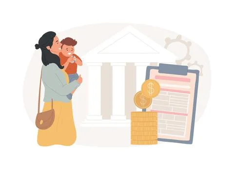 Childcare subsidy isolated concept vector illustration. Ilustración de archivo