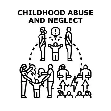 Childhood abuse and neglect problems vector illustration concept Stock Illustration