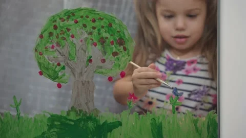 Childhood, creativity, nature, spring, summer concept - close-up of two little Stock Footage 145698137