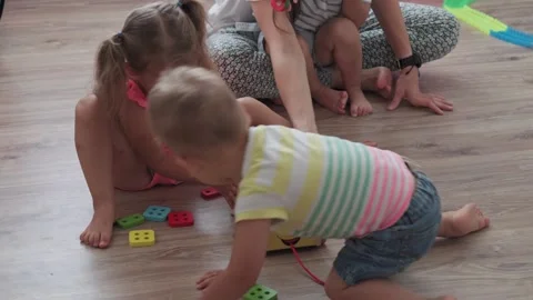 Childhood, games, upbringing and development concept - general plan of small Stock Footage 138055876