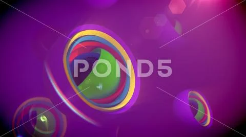 A childish 3d illustration of nested camera objectives of rainbow colors plac Stock Illustration