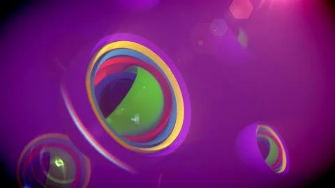 A childish 3d illustration of nested camera objectives of rainbow colors plac Illustrazione stock