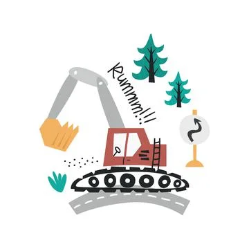 Childish background with cute escalator Stock Illustration